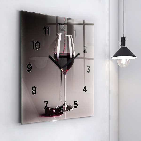Wanduhr quadratisch mit motiv Lampe mit Rotwein