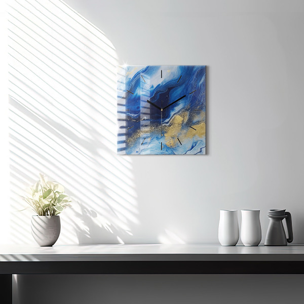 Wanduhr quadratisch mit motiv Blaue Murmel