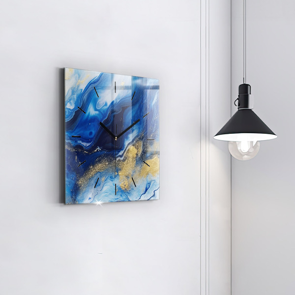 Wanduhr quadratisch mit motiv Blaue Murmel