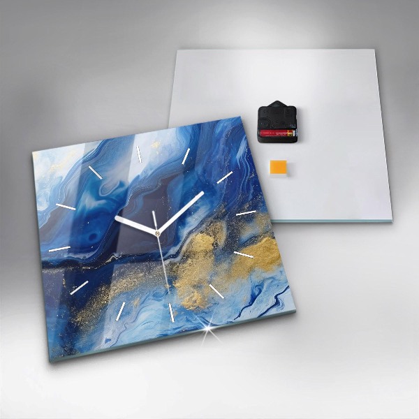 Wanduhr quadratisch mit motiv Blaue Murmel