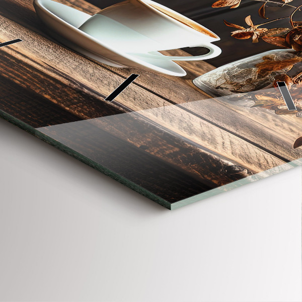 Wanduhr quadratisch Tasse Kaffee