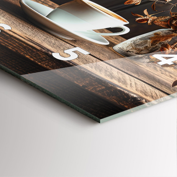 Wanduhr quadratisch Tasse Kaffee