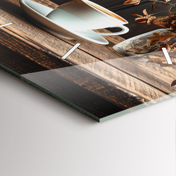 Wanduhr quadratisch Tasse Kaffee