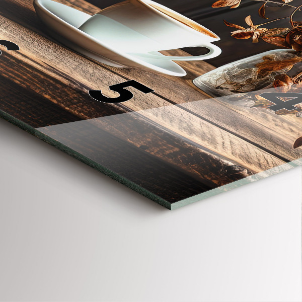 Wanduhr quadratisch Tasse Kaffee