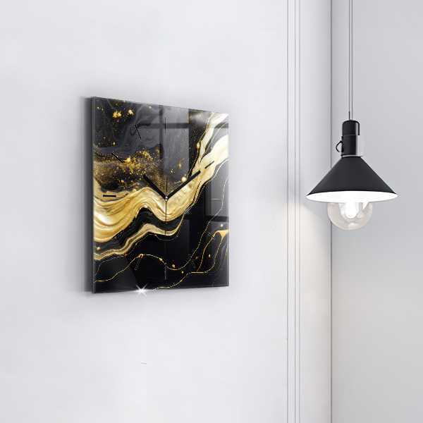 Wanduhr quadratisch Goldener Marmor