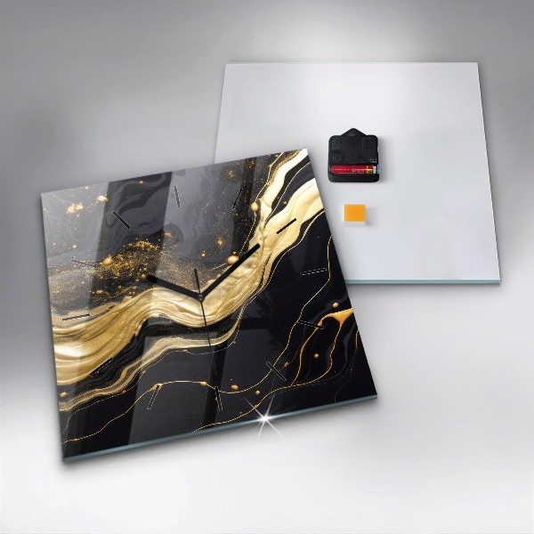 Wanduhr quadratisch Goldener Marmor