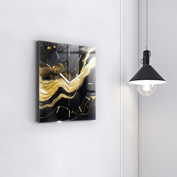 Wanduhr quadratisch Goldener Marmor