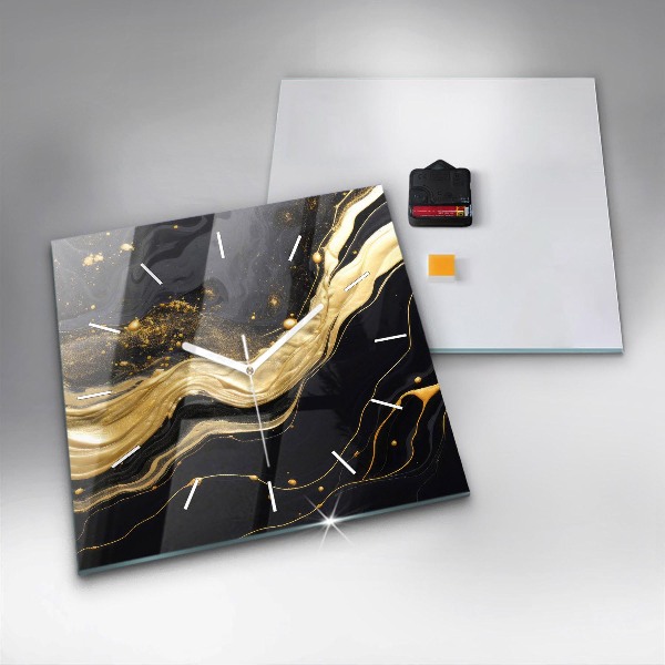 Wanduhr quadratisch Goldener Marmor