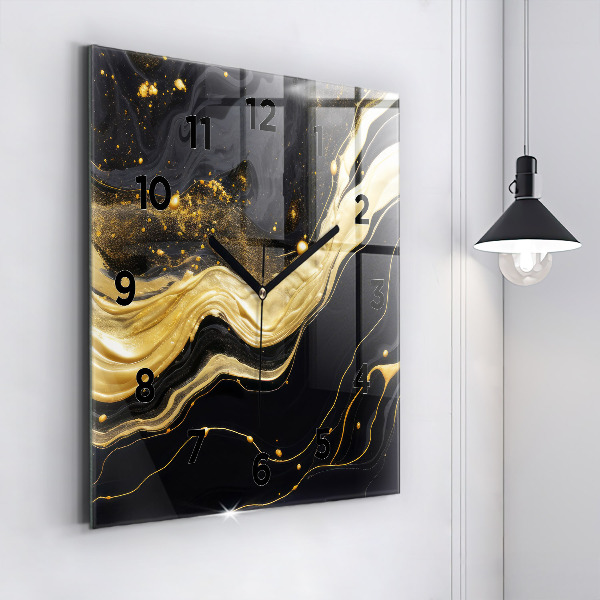 Wanduhr quadratisch Goldener Marmor