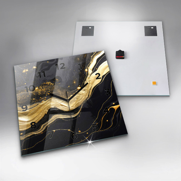 Wanduhr quadratisch Goldener Marmor