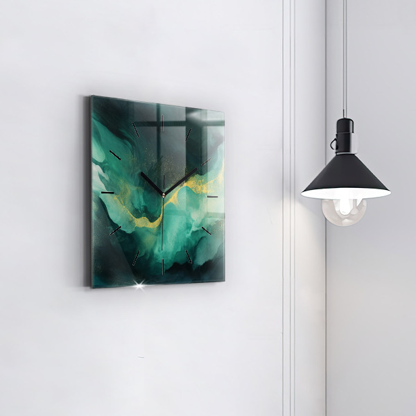 Wanduhr quadratisch mit motiv Grüner Marmor