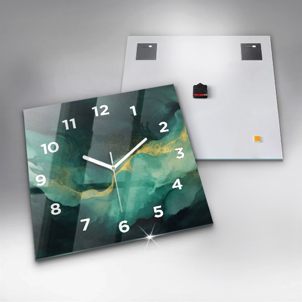 Wanduhr quadratisch mit motiv Grüner Marmor