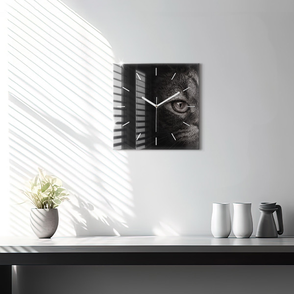 Wanduhr quadratisch mit motiv Schottischer Hund und Katze