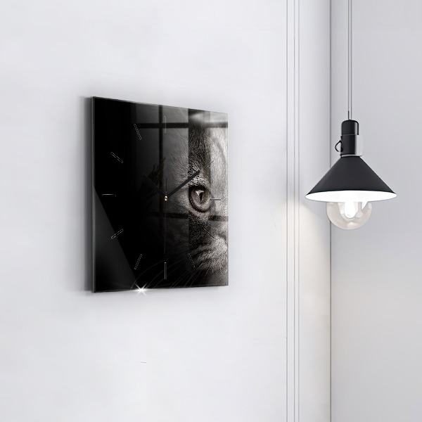 Wanduhr quadratisch mit motiv Schottischer Hund und Katze