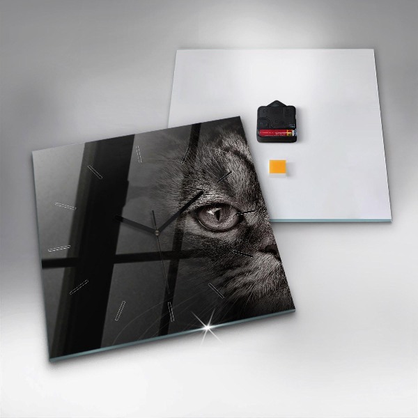 Wanduhr quadratisch mit motiv Schottischer Hund und Katze