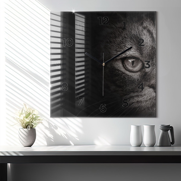 Wanduhr quadratisch mit motiv Schottischer Hund und Katze