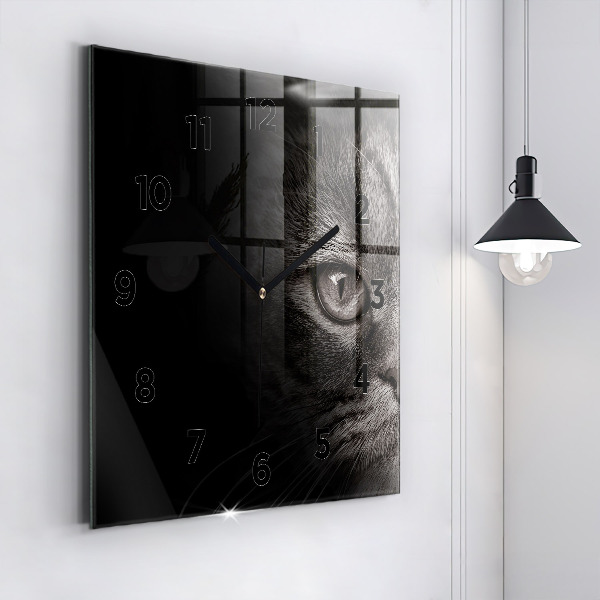 Wanduhr quadratisch mit motiv Schottischer Hund und Katze