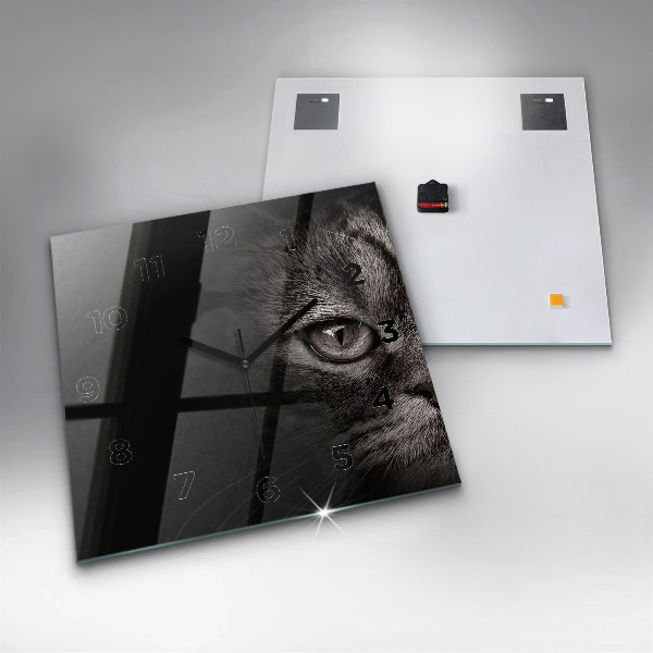 Wanduhr quadratisch mit motiv Schottischer Hund und Katze