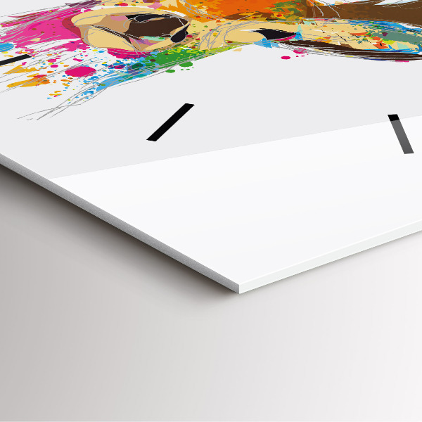 Wanduhr modern quadratisch Farbiger Hirschkopf