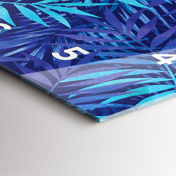 Wanduhr quadratisch mit motiv Blaue Blätter