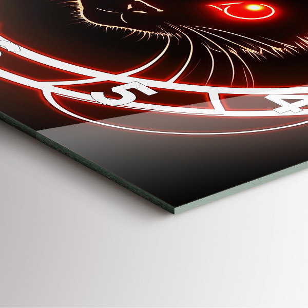 Wanduhr modern quadratisch Katze mit roten Augen