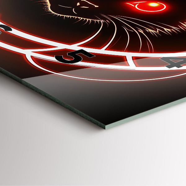 Wanduhr modern quadratisch Katze mit roten Augen