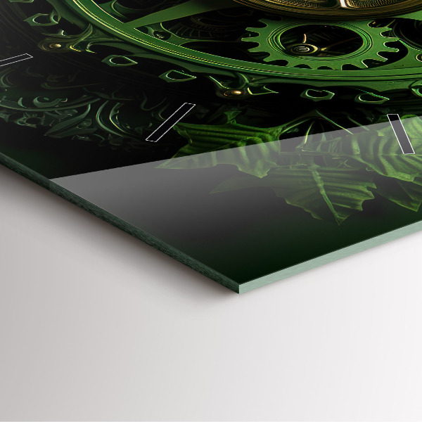 Wanduhr modern quadratisch Grüner Mechanismus