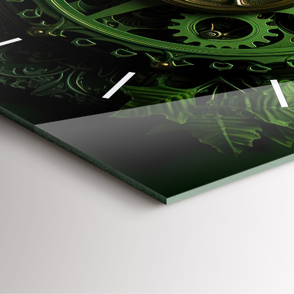 Wanduhr modern quadratisch Grüner Mechanismus