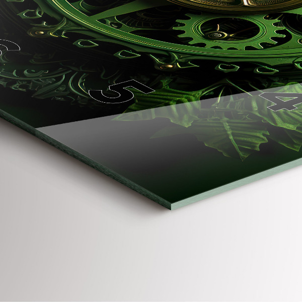 Wanduhr modern quadratisch Grüner Mechanismus