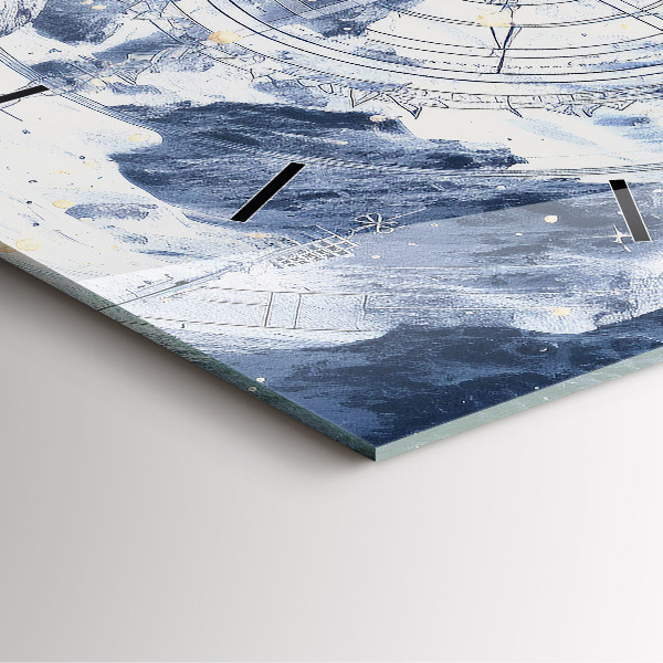 Wanduhr quadratisch mit motiv Blaue Zeichnungen