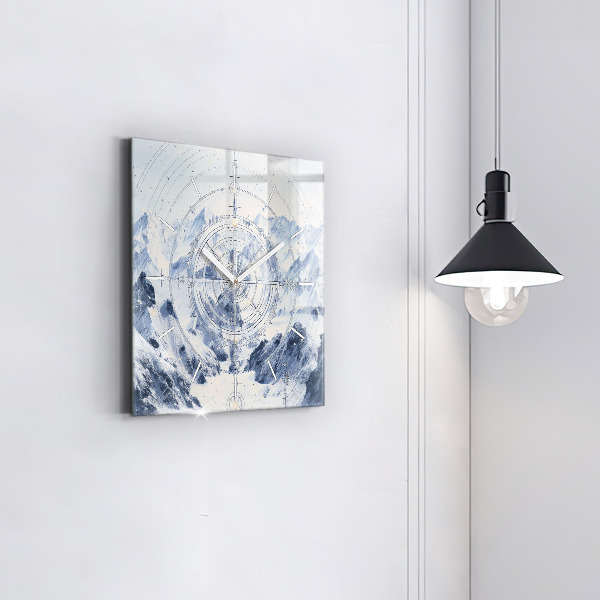 Wanduhr quadratisch mit motiv Blaue Zeichnungen
