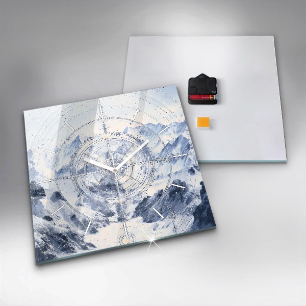 Wanduhr quadratisch mit motiv Blaue Zeichnungen