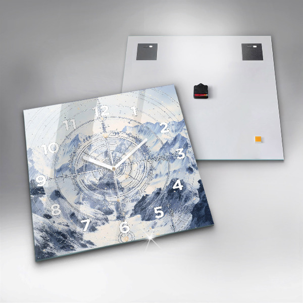 Wanduhr quadratisch mit motiv Blaue Zeichnungen