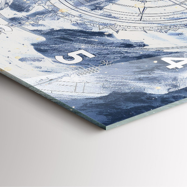 Wanduhr quadratisch mit motiv Blaue Zeichnungen