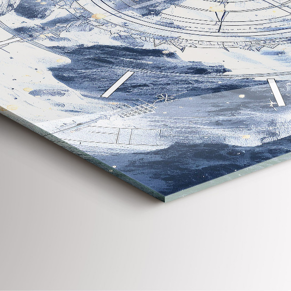 Wanduhr quadratisch mit motiv Blaue Zeichnungen