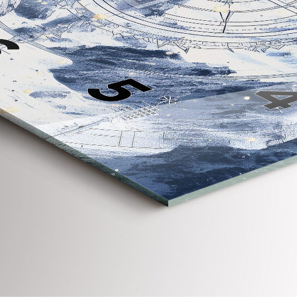 Wanduhr quadratisch mit motiv Blaue Zeichnungen