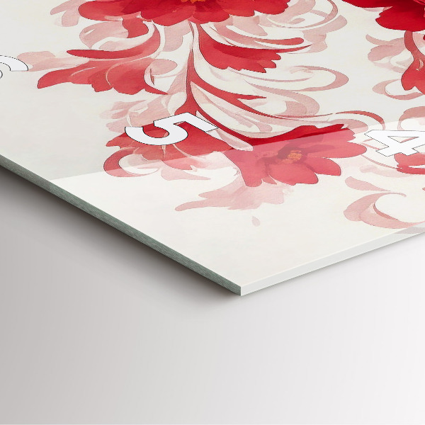 Wanduhr quadratisch Rote Blumen