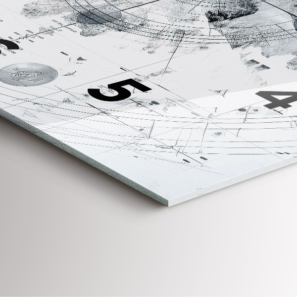 Wanduhr quadratisch mit motiv Zeichnung Berge