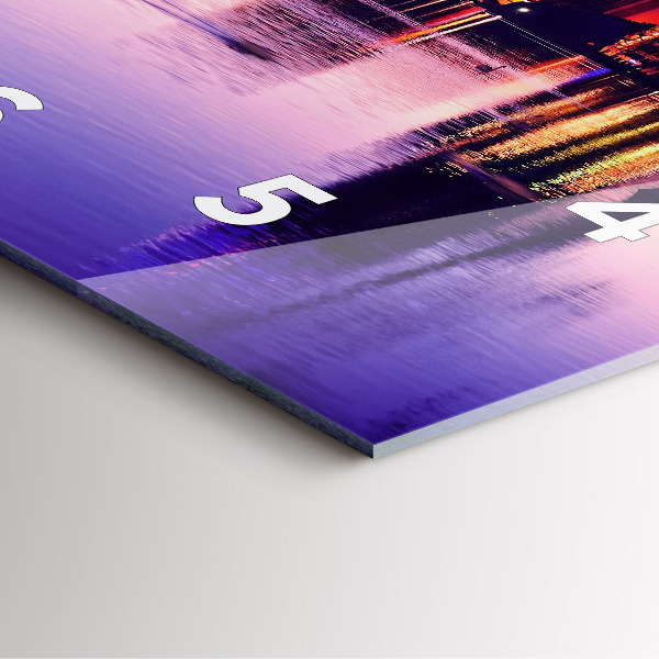 Wanduhr modern quadratisch Abendliches Stadtpanorama