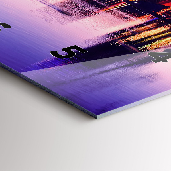 Wanduhr modern quadratisch Abendliches Stadtpanorama