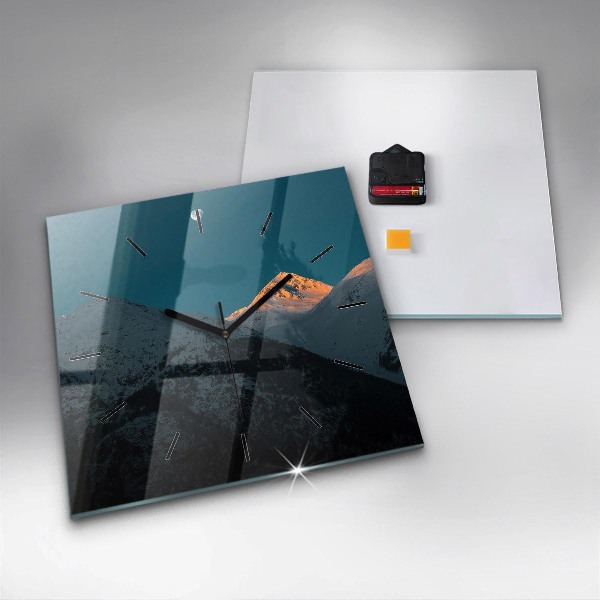 Wanduhr modern quadratisch Sonnenuntergang in den Bergen