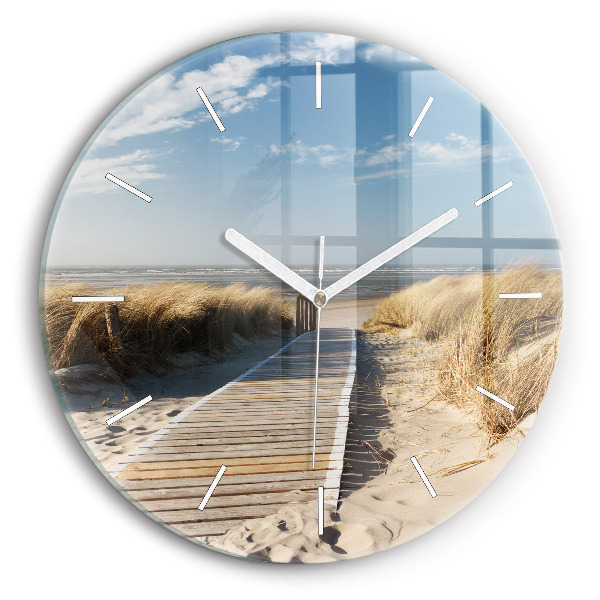 Wanduhr glas rund Blick auf den Strand