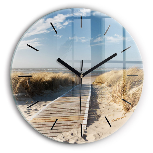 Wanduhr glas rund Blick auf den Strand