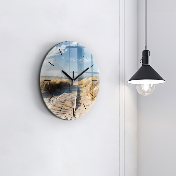 Wanduhr glas rund Blick auf den Strand