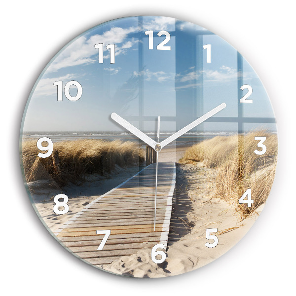Wanduhr glas rund Blick auf den Strand