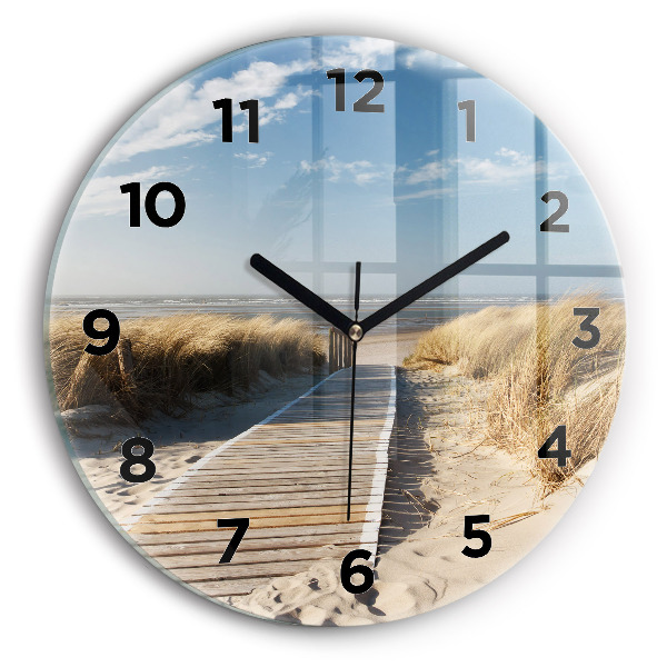 Wanduhr glas rund Blick auf den Strand