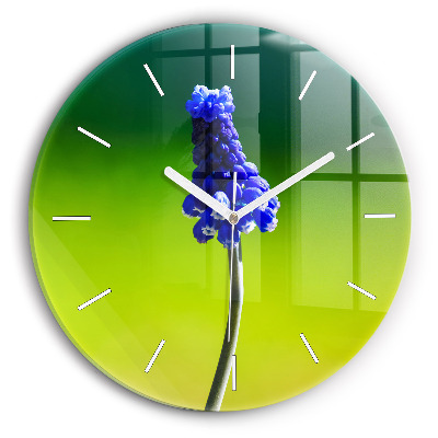 Wanduhr rund mit motiv Blaue Blumen