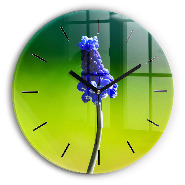 Wanduhr rund mit motiv Blaue Blumen