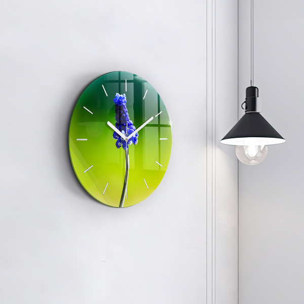 Wanduhr rund mit motiv Blaue Blumen