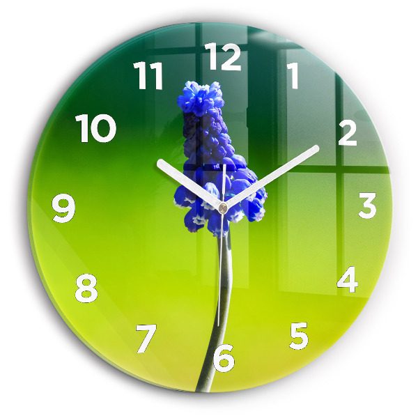 Wanduhr rund mit motiv Blaue Blumen
